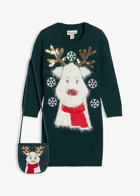 Robe en maille avec sac (ens. 2 pces), bonprix