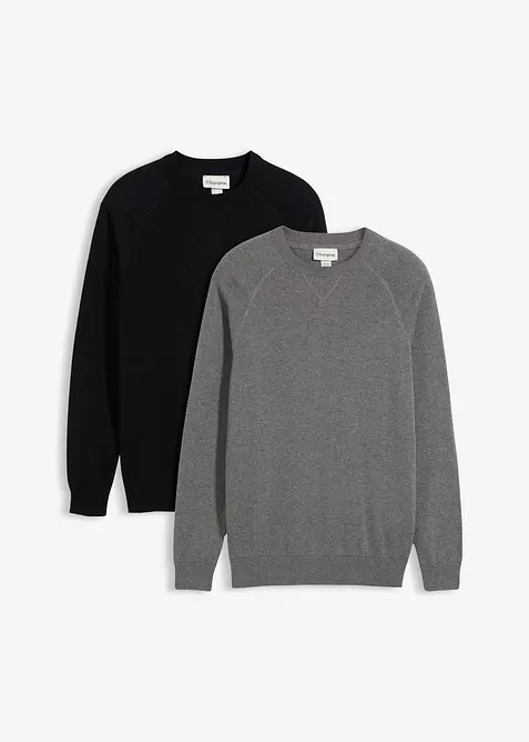 Lot de 2 pulls en fine maille 100% coton, bonprix