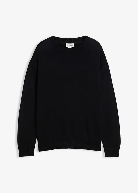 Pull col rond doux en coton mélangé, loose, bonprix