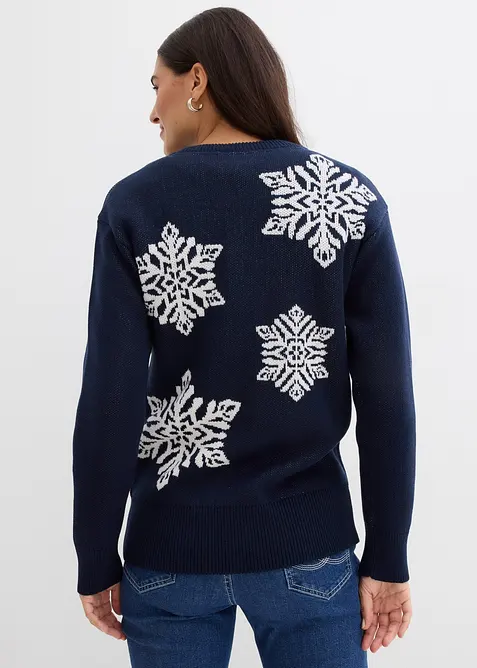 Pull col rond avec flocons de neige, bonprix