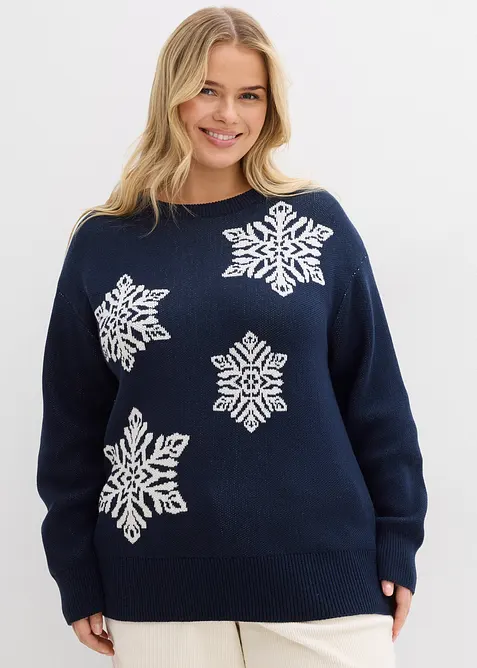 Pull col rond avec flocons de neige, bonprix