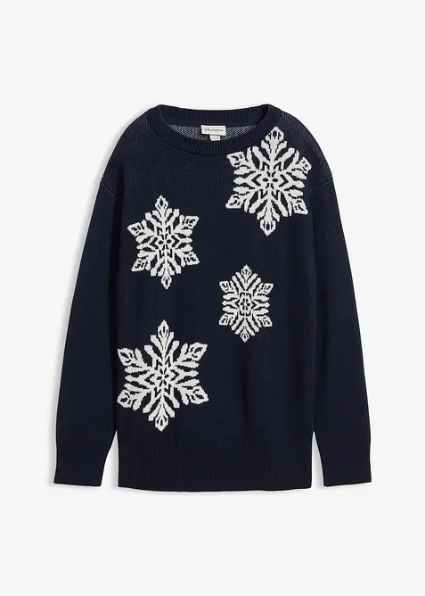 Pull col rond avec flocons de neige, bonprix