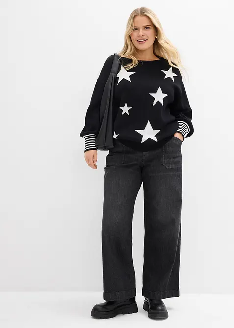Pull jacquard &agrave; imprim&eacute; &eacute;toiles, bonprix