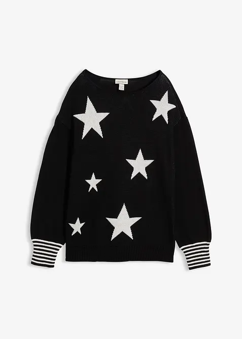 Pull jacquard &agrave; imprim&eacute; &eacute;toiles, bonprix