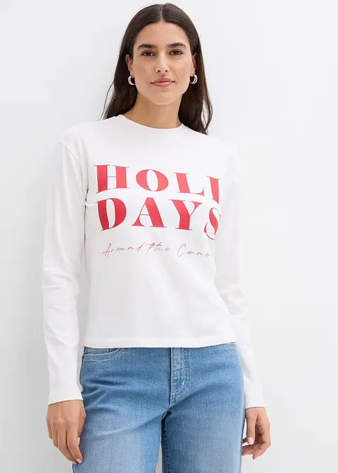 T-shirt manches longues en coton extensible, bonprix