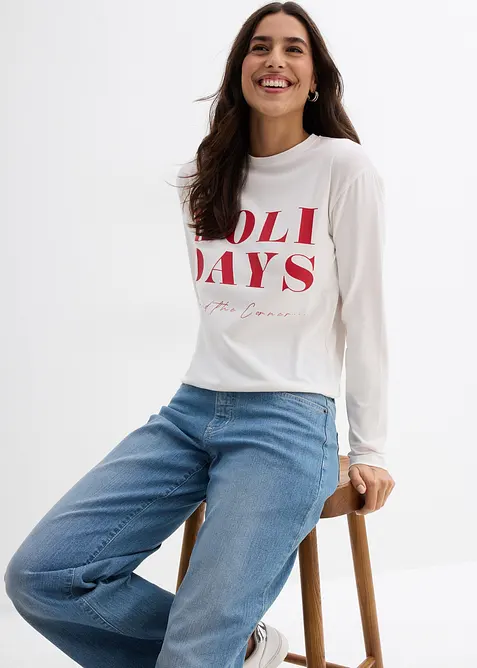 T-shirt manches longues en coton extensible, bonprix