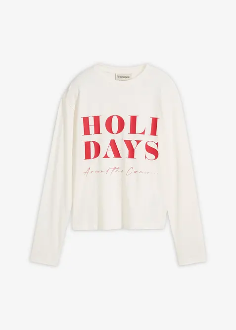 T-shirt manches longues en coton extensible, bonprix