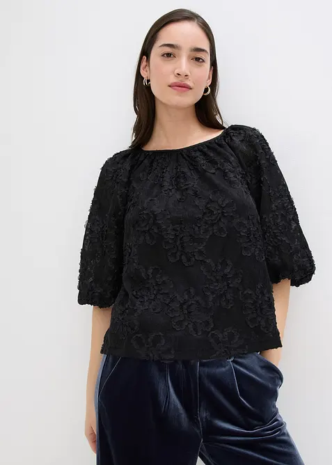 Blouse à motif floral texturé, bonprix