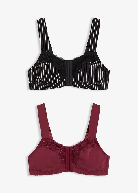 Lot de 2 soutiens-gorge à fermeture devant, sans armatures, bonprix