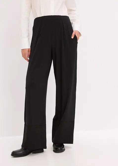 Pantalon en jersey avec empiècements satin, bonprix