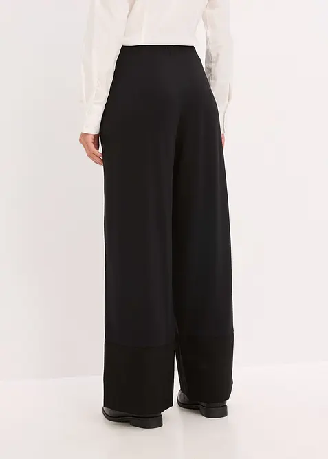 Pantalon en jersey avec empiècements satin, bonprix