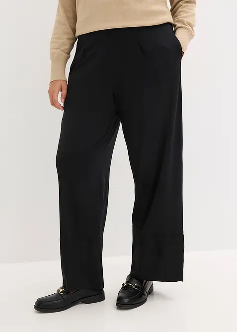 Pantalon en jersey avec empiècements satin, bonprix