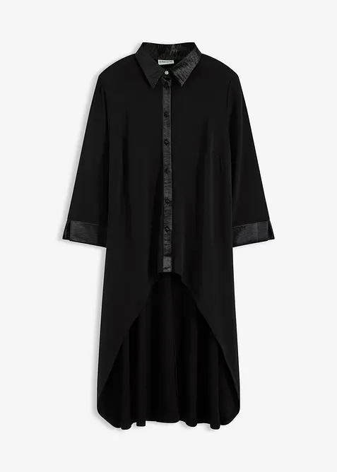 Chemisier en jersey à empiècements en satin, bonprix