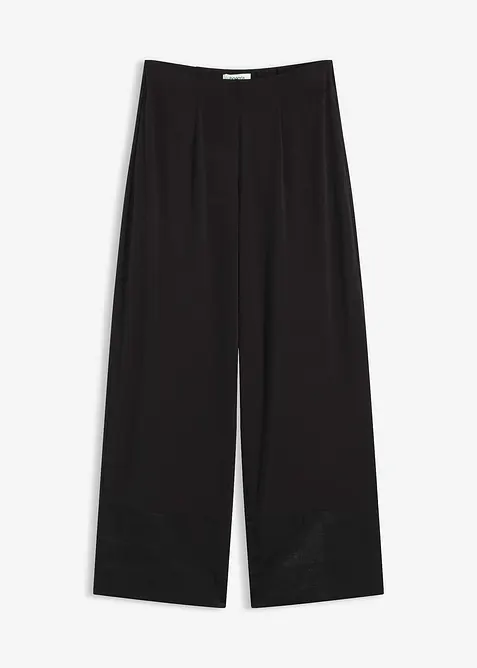 Pantalon en jersey avec empiècements satin, bonprix