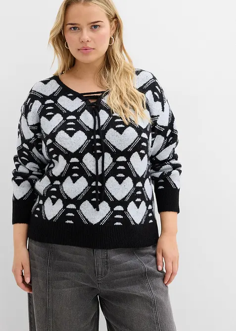 Pull en fine maille jacquard, bonprix