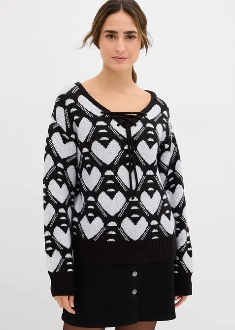 Pull en fine maille jacquard, bonprix