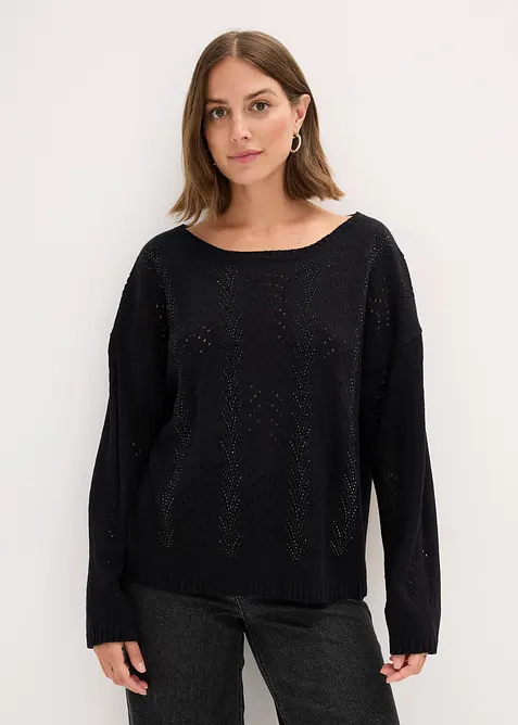 Pull en maille ajourée, bonprix