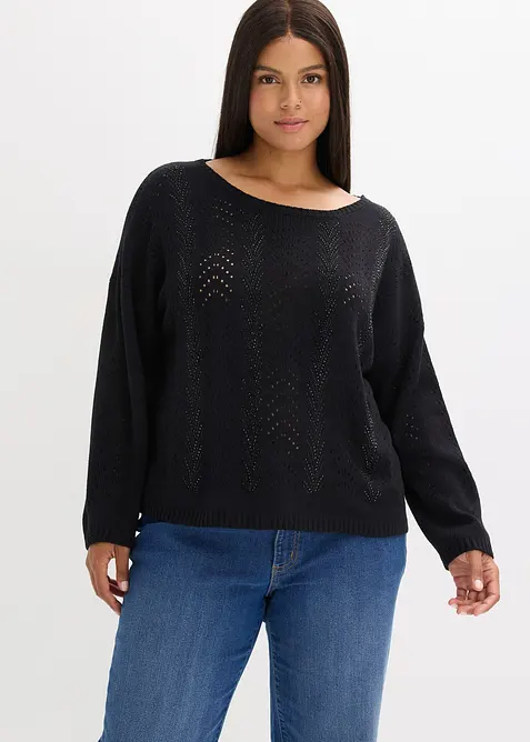 Pull en maille ajourée, bonprix