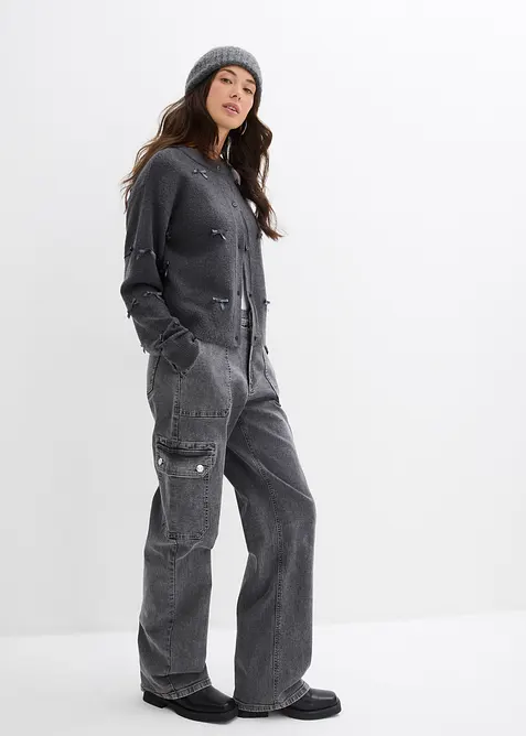 Gilet en fine maille avec petits nœuds, bonprix