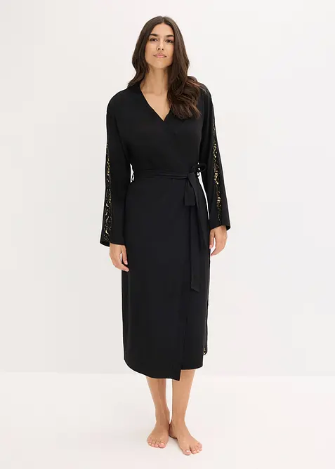 Robe de chambre kimono à dentelle brillante, bonprix