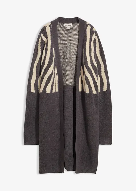 Gilet long en maille à imprimé zèbre, bonprix