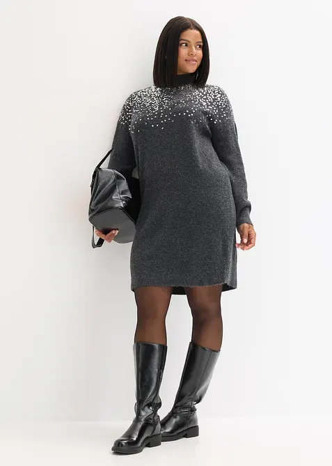 Robe en maille à sequins, bonprix