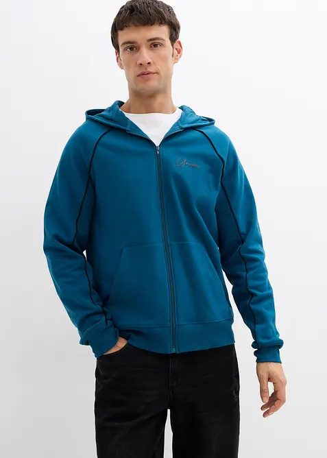 Sweat zippé 100% coton à détails contrastants, bonprix
