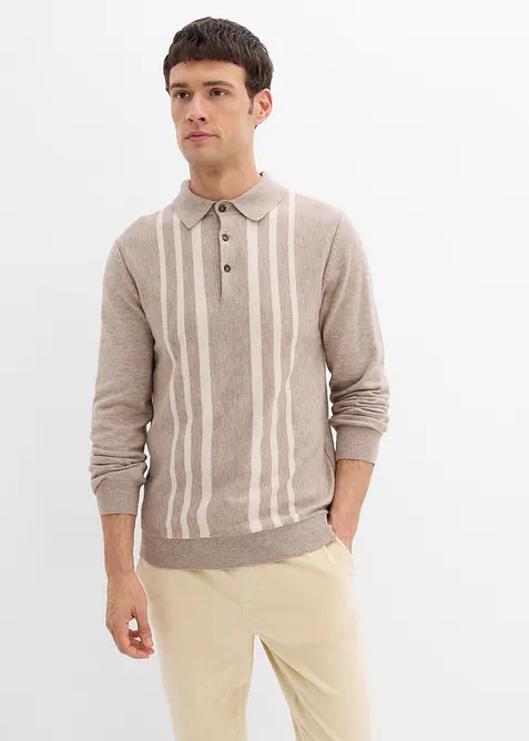 Pull polo slim en fine maille, bonprix