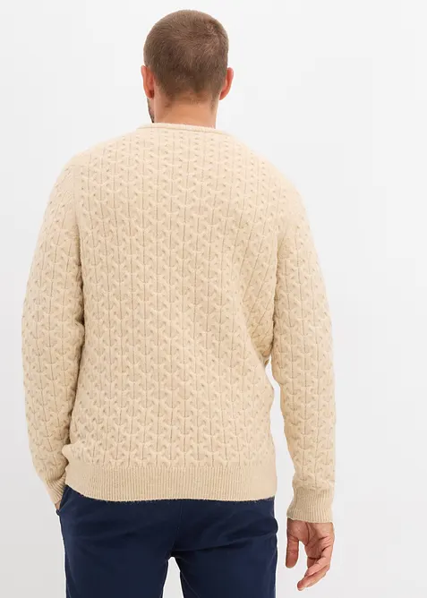 Pull à col rond et motif texturé, bonprix