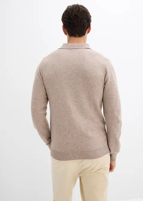 Pull polo slim en fine maille, bonprix