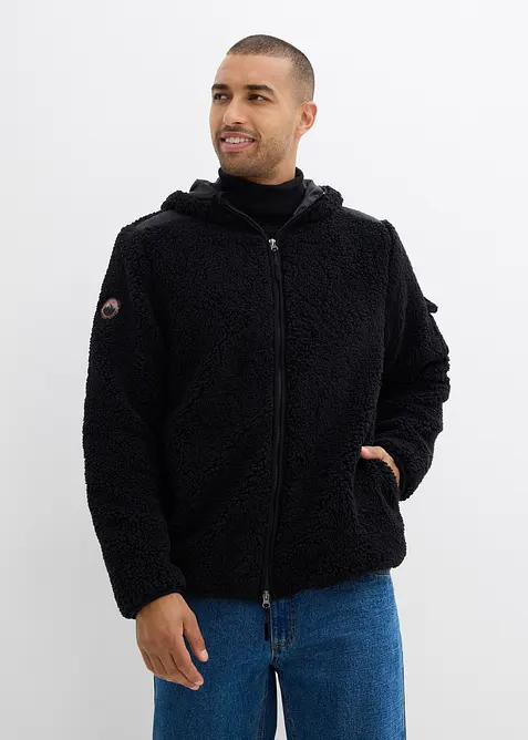 Veste en sherpa avec empiècement mesh et capuche, bonprix