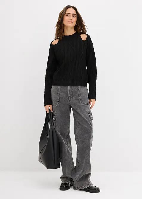 Pull en grosse maille à motif torsadé, bonprix