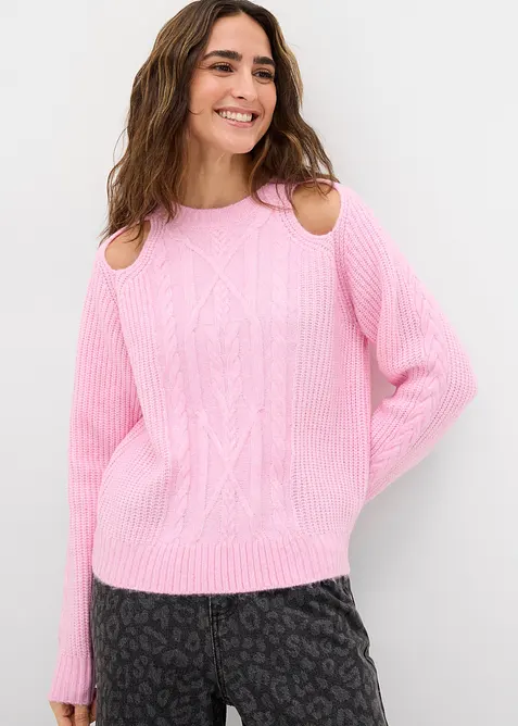 Pull en grosse maille &agrave; motif torsad&eacute;, bonprix