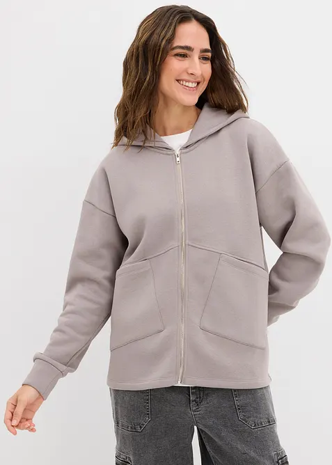 Sweat zipp&eacute; oversize, bonprix