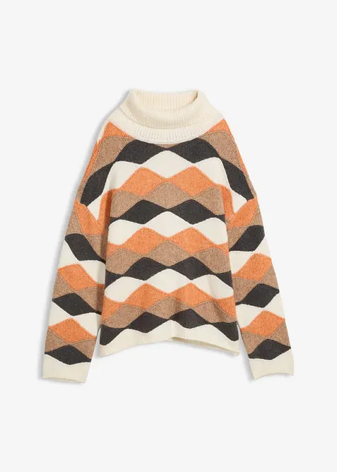 Pull col roulé à motif graphique, bonprix