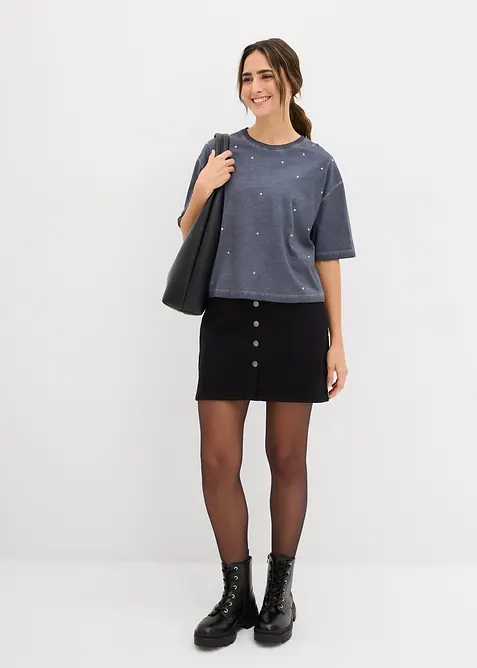 T-shirt 100% coton à strass, bonprix