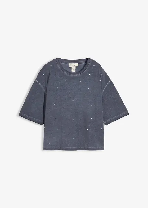 T-shirt 100% coton à strass, bonprix