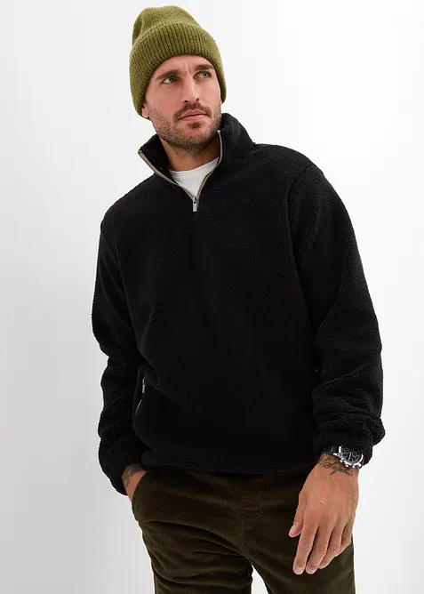 Pull en polaire peluche avec col zippé, bonprix