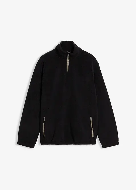 Pull en polaire peluche avec col zippé, bonprix