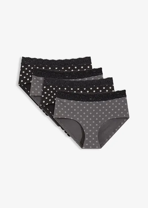 Lot de 4 culottes Maxi coton avec dentelle, bonprix