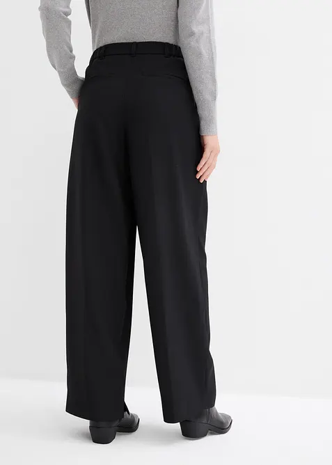 Pantalon à pinces, taille élastiquée et fente, bonprix