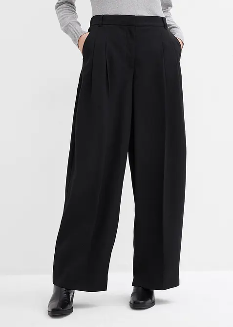Pantalon à pinces, taille élastiquée et fente, bonprix