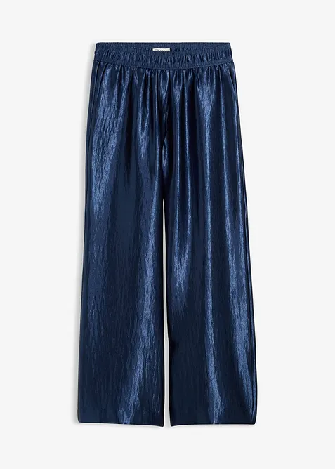 Pantalon palazzo satin&eacute; &agrave; taille &eacute;lastiqu&eacute;e, bonprix
