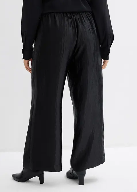 Pantalon palazzo satiné à taille élastiquée, bonprix