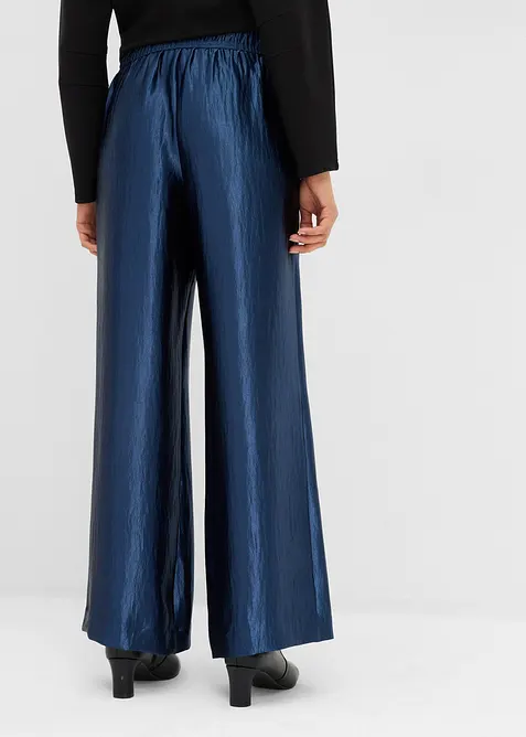 Pantalon palazzo satin&eacute; &agrave; taille &eacute;lastiqu&eacute;e, bonprix