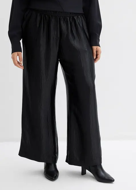 Pantalon palazzo satiné à taille élastiquée, bonprix