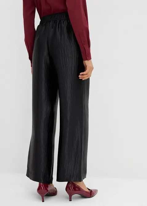 Pantalon palazzo satiné à taille élastiquée, bonprix