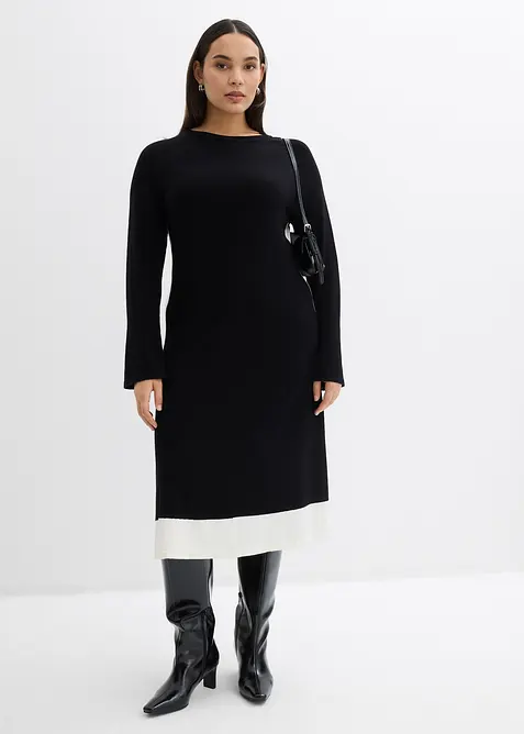 Robe en maille à détails contrastants, bonprix