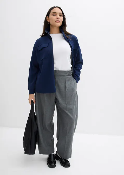 Sweat zippé en matière un peu brillante, bonprix