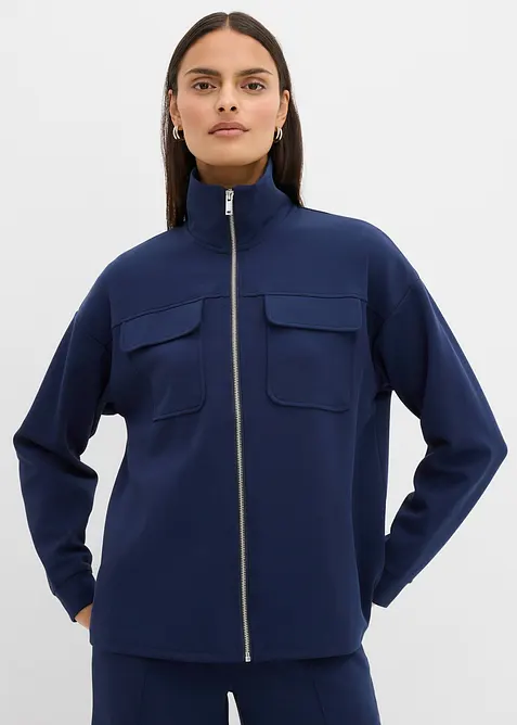 Sweat zippé en matière un peu brillante, bonprix